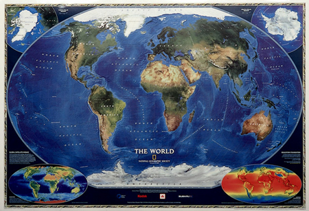 Legújabb Földtérkép: The World. National Geographic Society.